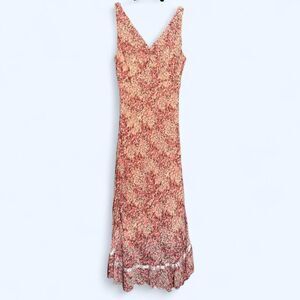 Dressbarn Vintage Women's Floral-Print Midi Pink Dress - Large